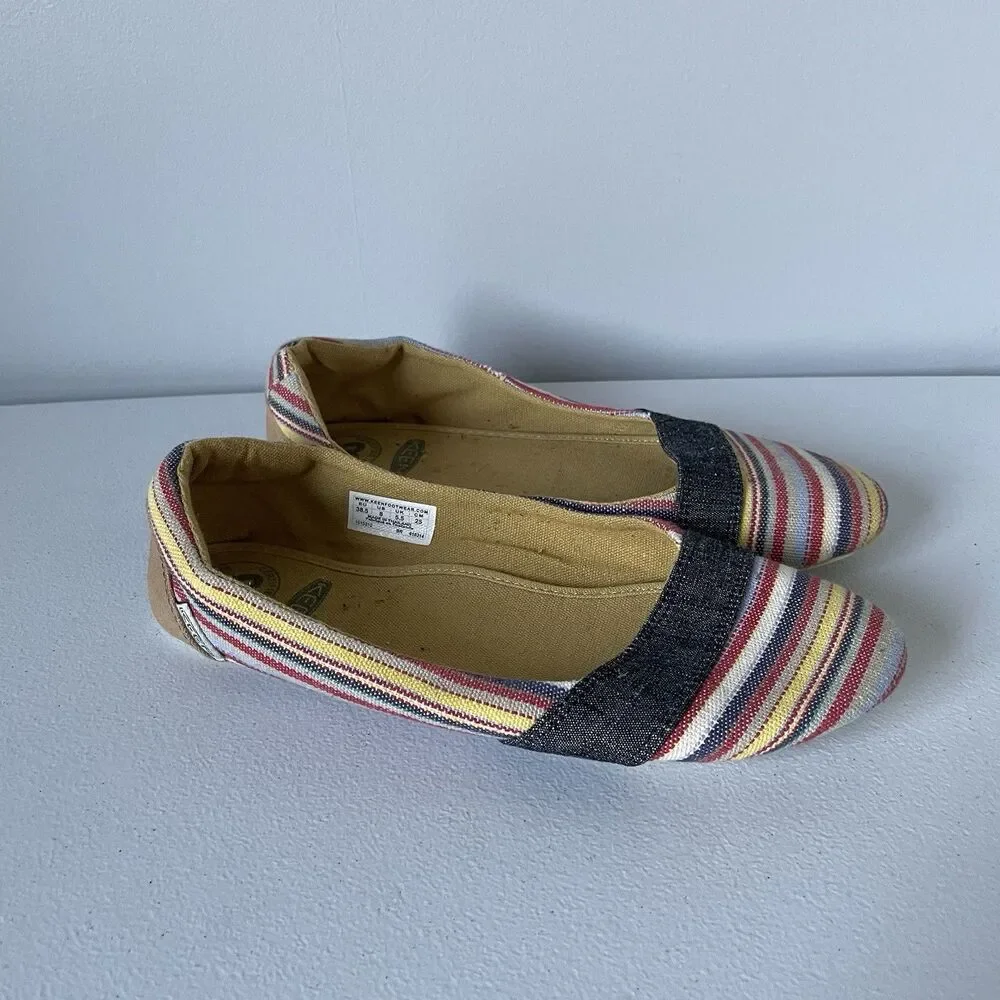 KEEN Cortona Boho Striped Canvas Ballet Flats Shoes Slip On Comfort Size 8